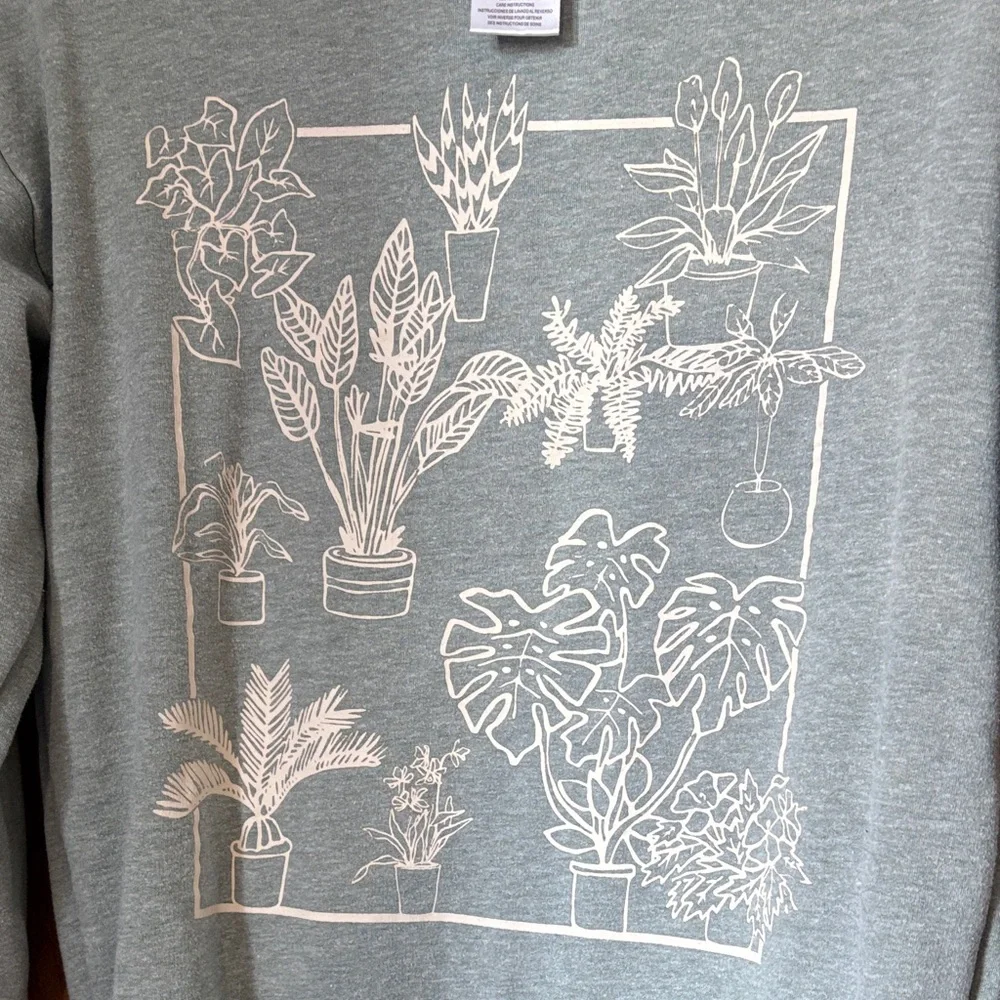 IML Light Sage Green Sweatshirt with White Potted Plant Graphic - Picture 3 of 4
